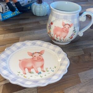 The Pioneer Woman Pink Piglet Plate and Mug Set